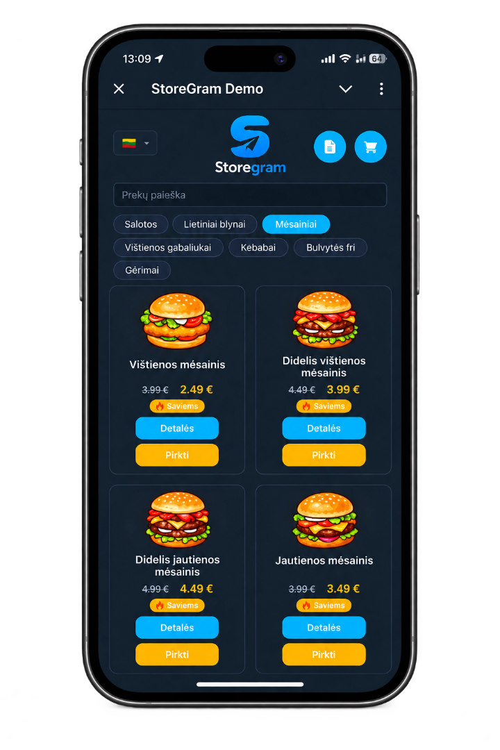The storefront on a phone: product cards showing a subscriber price next to the regular one.